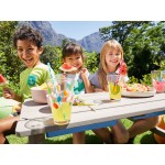 Masuta cu Bancute din lemn si Cutie cu Nisip - Bancuta cu Masuta Picnic si Activitati 2 in 1 cu recipente pentru nisip si apa